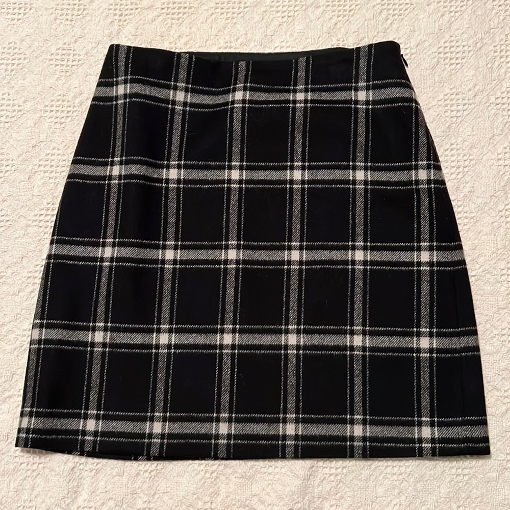 Ann Taylor black plaid skirt.